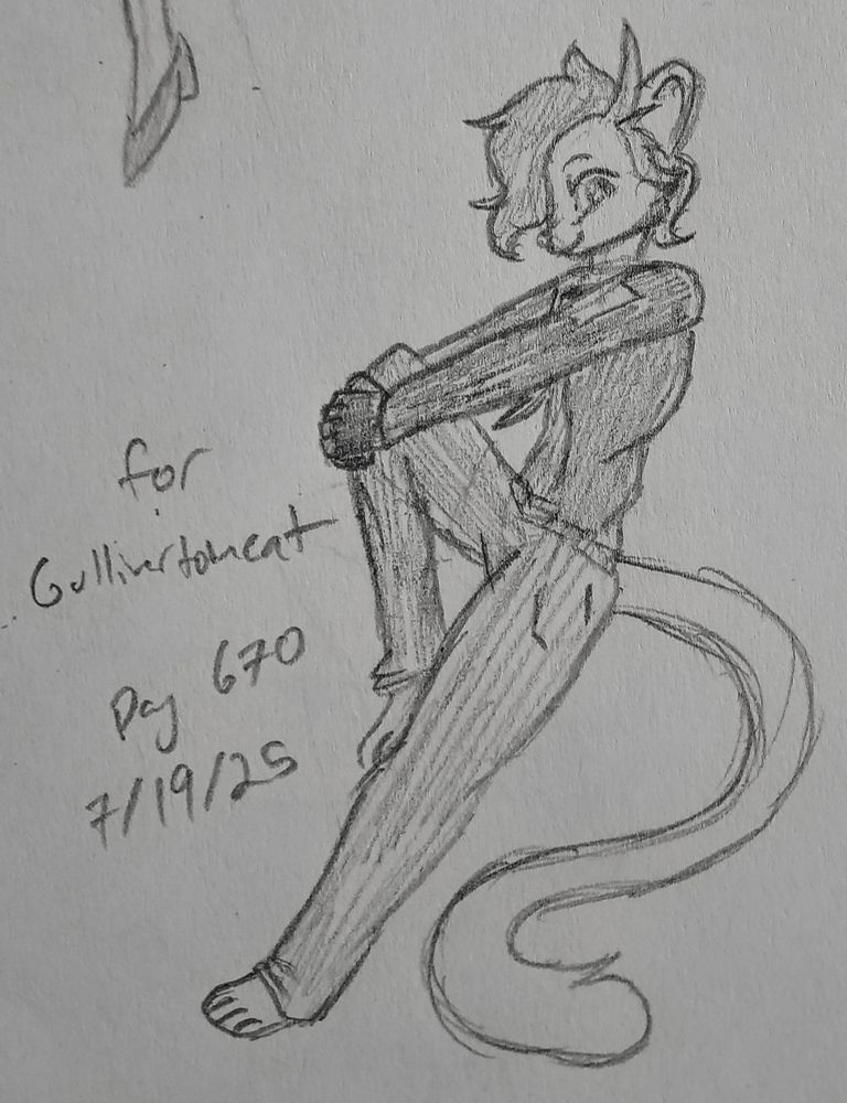 a sketch of an anthro cat