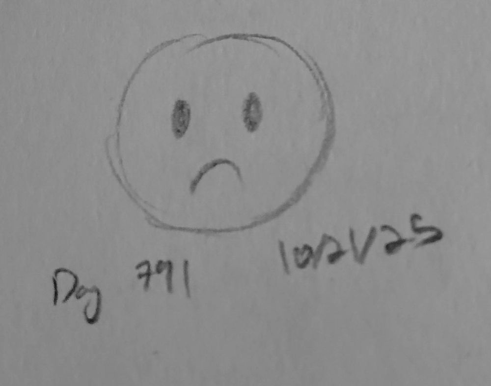 a sketch of a frowny face