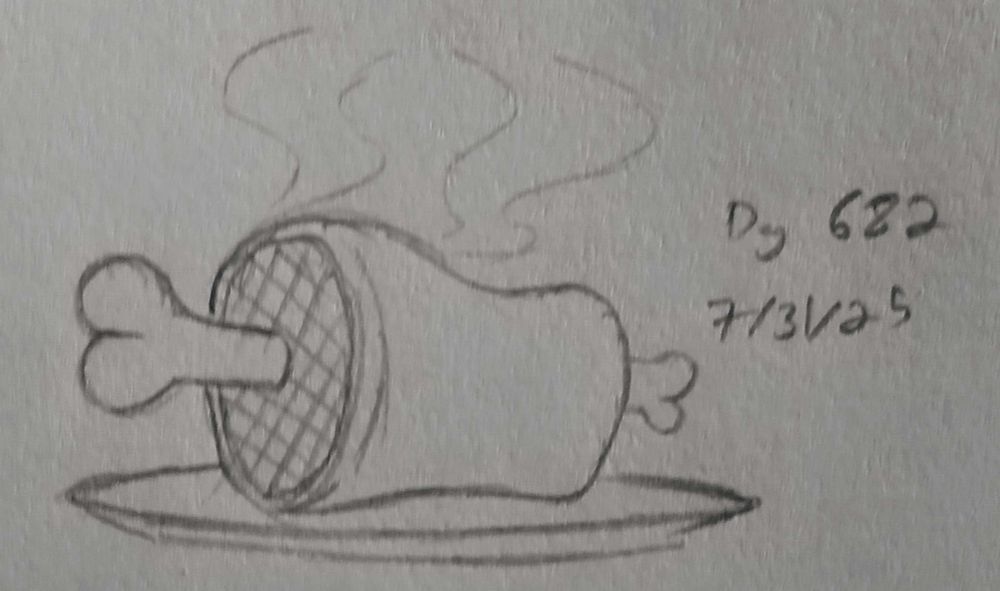 a sketch of a large shank of meat