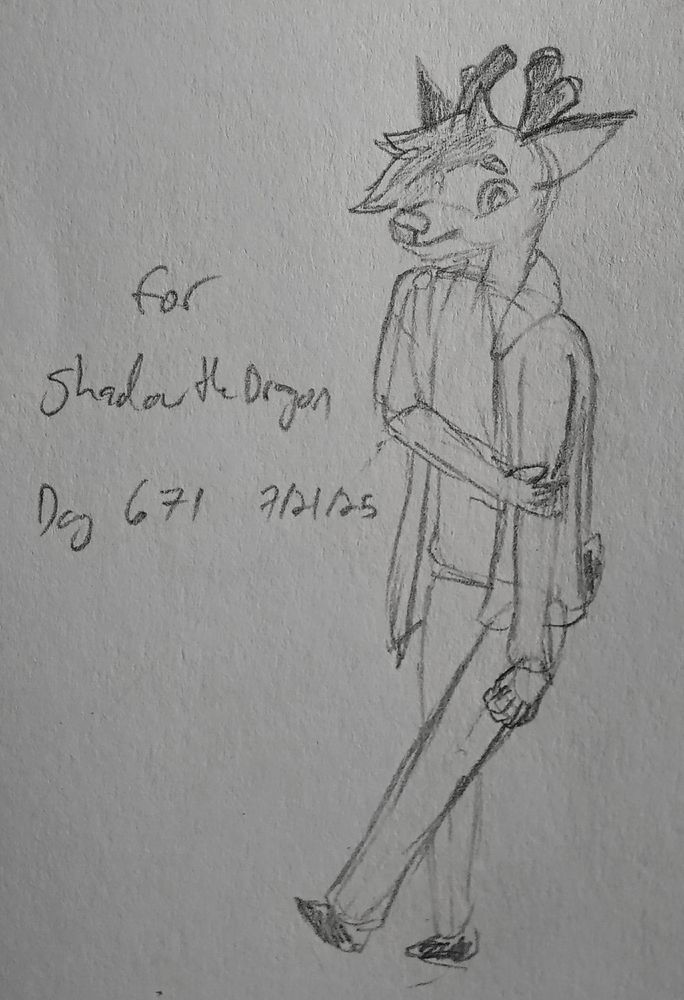 a sketch of an anthro deer