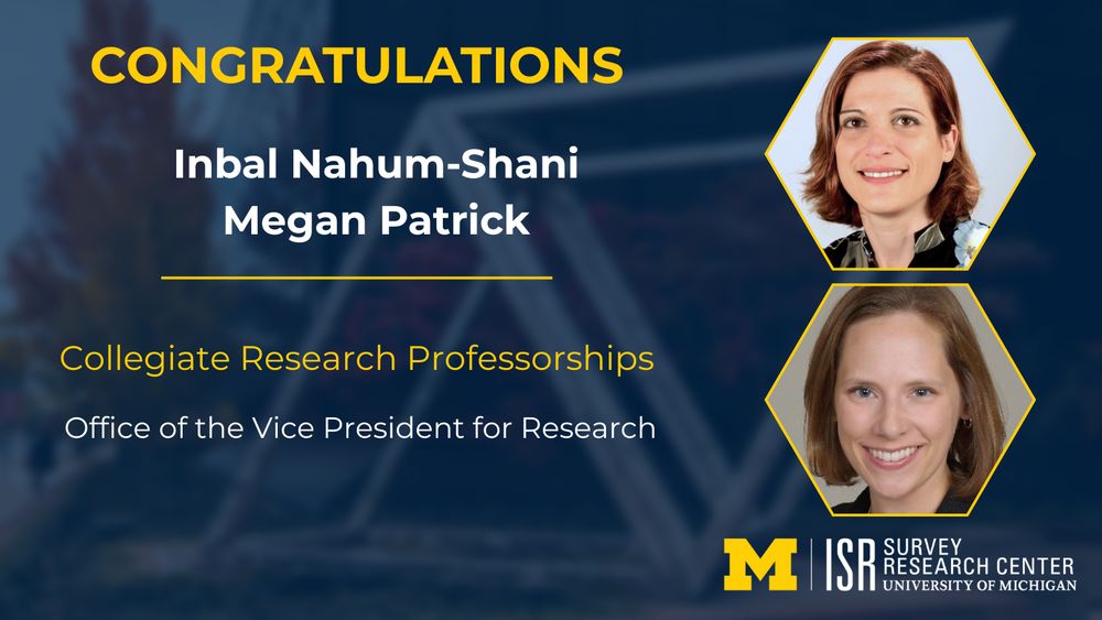 CONGRATULATIONS
Inbal Nahum-Shani
Megan Patrick
Collegiate Research Professorships
Office of the Vice President for Research