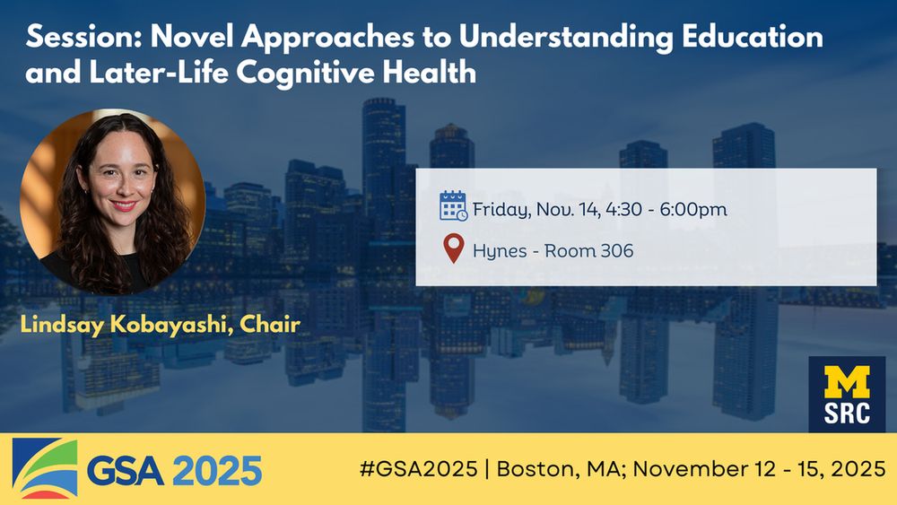 Session: Novel Approaches to Understanding Education and Later-Life Cognitive Health

Lindsay Kobayashi, Chair

Friday, Nov. 14, 4:30 - 6:00pm

Hynes - Room 306