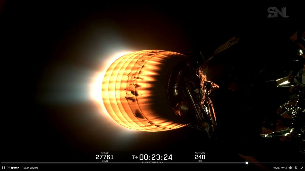 Credit SpaceX: Wiederzündung des Oberstufentriebwerks