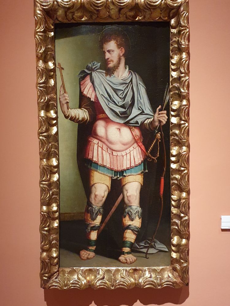 Saint Sebastian wearing an unusually large amount of clothing.
