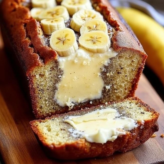 🍌 Cream Cheese Banana Bread Delight 🍞


✨ What You’ll Need:
- 1 1/2 cups all-purpose flour
- 1 teaspoon baking soda
- 1/2 teaspoon salt
- 1/4 teaspoon ground cinnamon
- 1/2 cup unsalted butter (softened to perfection)
- 1 cup granulated sugar
- 2 large eggs
- 1 teaspoon vanilla extract
- 3 ripe bananas (mashed to creamy goodness)
- 1/4 cup sour cream
- 4 ounces cream cheese (softened and ready to blend)

✨ Let’s Bake:
1. Start by preheating that oven to 350°F (175°C) and greasing up a 9x5-inch loaf pan. Your future self will thank you!
2. In a medium bowl, whisk together the flour, baking soda, salt, and cinnamon. This will be the magical dry mix that makes everything rise beautifully.
3. In a large bowl, cream the softened butter and granulated sugar together until it’s light and fluffy—this is where the magic begins!
4. Add the eggs in, one at a time, making sure to blend them well before adding the next. Stir in that delightful vanilla extract for an extra kick of flavor.
5. Now, mix in the mashed bananas and sour cream until everything is well combined. The aroma is already heavenly!
6. In a separate bowl, whip the cream cheese until it’s smooth and dreamy. This will be the surprise layer in your banana bread!
7. Pour half of the banana batter into your prepared loaf pan, then gently spread the creamy cream cheese over it. Top it off with the remaining banana batter, creating a delicious layer of goodness.
8. Bake your creation for 60-70 minutes, or until a toothpick inserted into the center comes out clean. The waiting is the hardest part, but trust us, it will be worth it!
9. Once baked, allow the bread to cool in the pan for about 10 minutes. Then, transfer it to a wire rack to cool completely. Patience is key!


