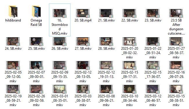 Screenshot showing a windows folder full of MKV/Video files