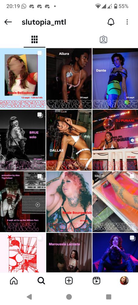 Slutopia instagram gallery, there's a ton of hot talented people doing the cabaret or workshops, and then me too. Crazy.