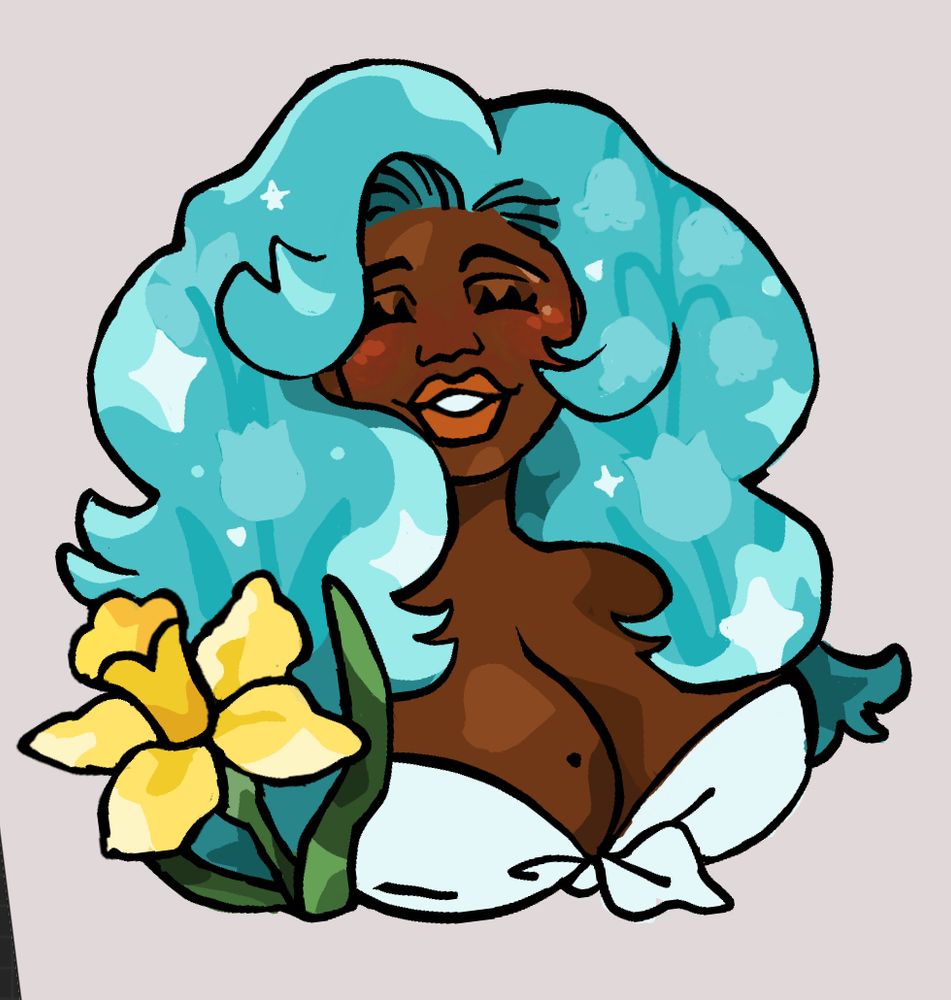 Cutie pie black woman with daffodil sticker 
