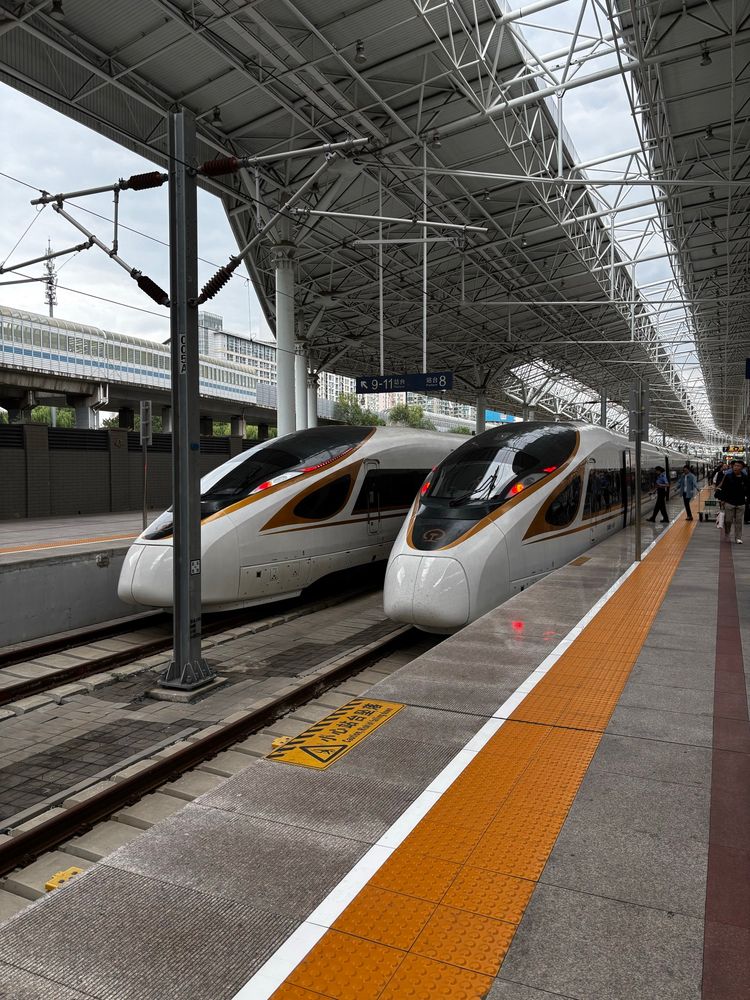 Two Chinese high speed rail trains
