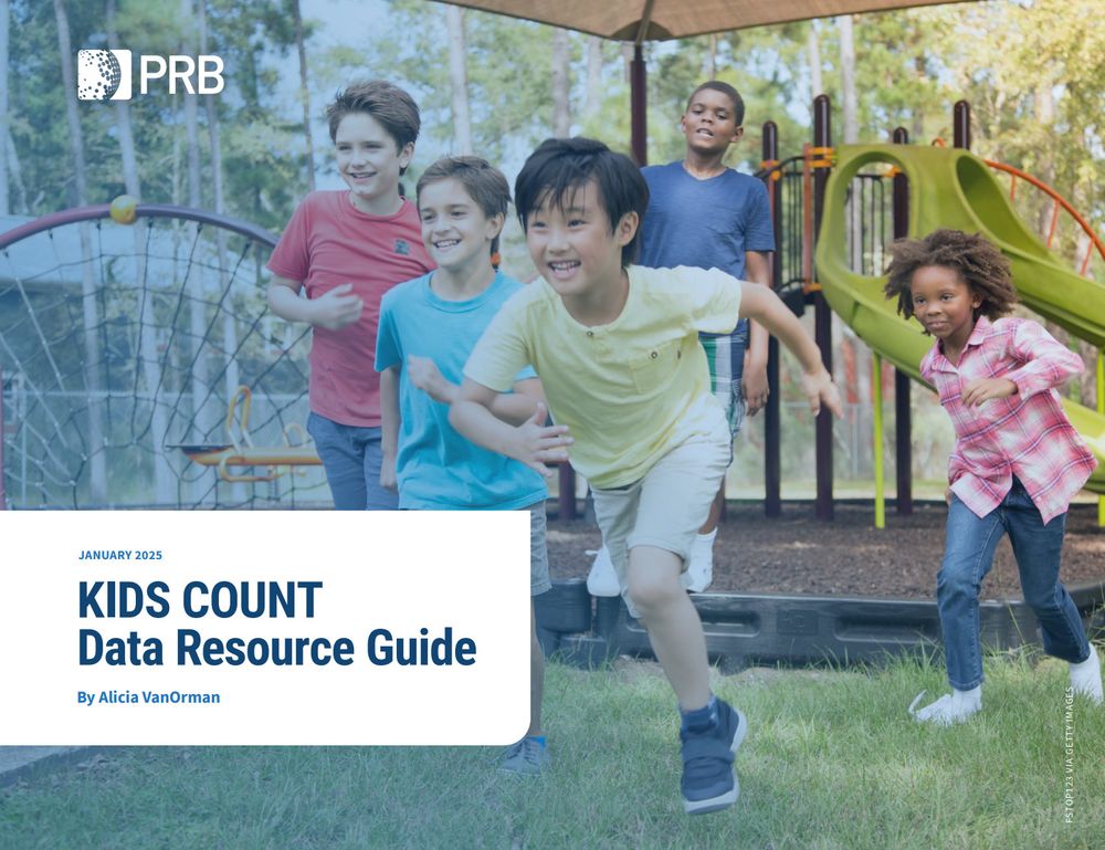 Report cover for KIDS COUNT Data Resource Guide with photo of children playing.