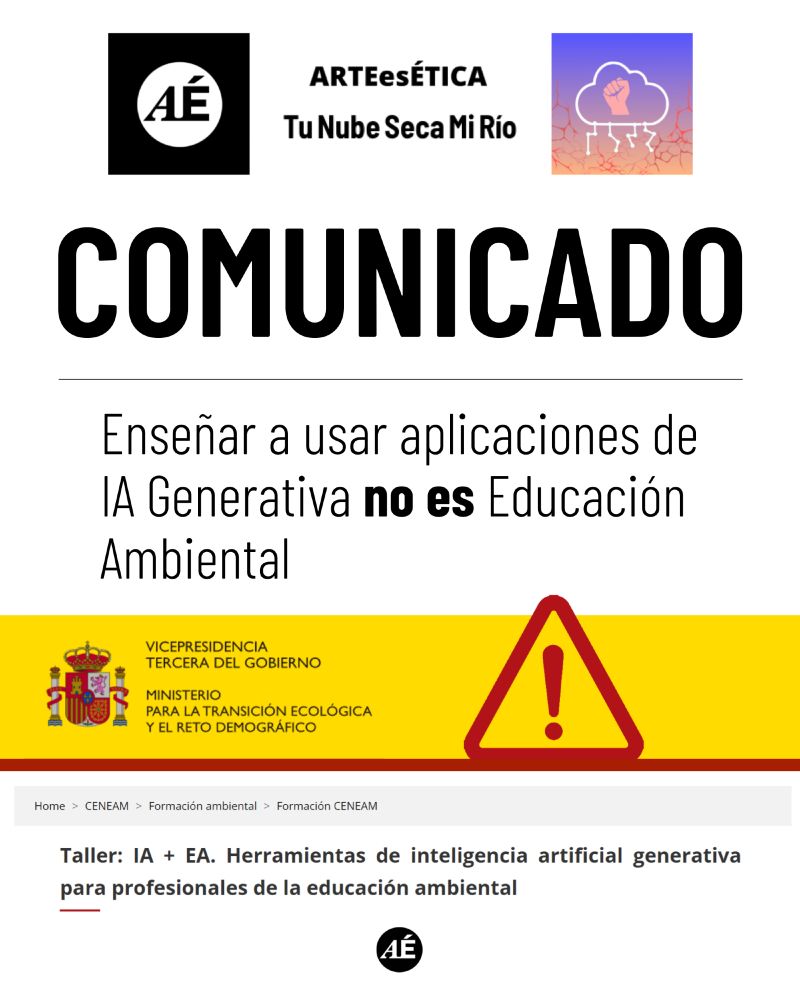 Comunicado sobre Taller: IA + EA

Enseñar a usar aplicaciones de IA Generativa no es Educación Ambiental

https://arteesetica.org/comunicado-sobre-taller-ia-ea/
