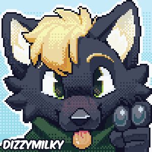 A pixel art icon of a wolf blepping.