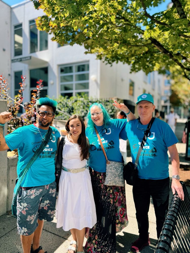 Angelita standing with the Driver’s Union, they’re cool as hell with blue hair 