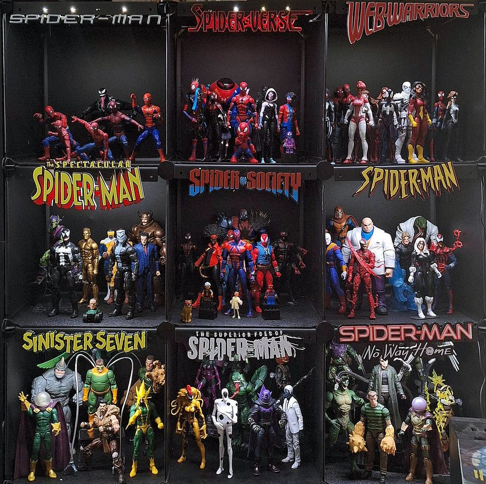 My Spider-Man shelf, now with fancy logos.