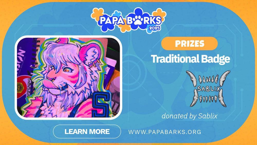 Papa Barks prize graphic: traditional badge donated by Sablix!