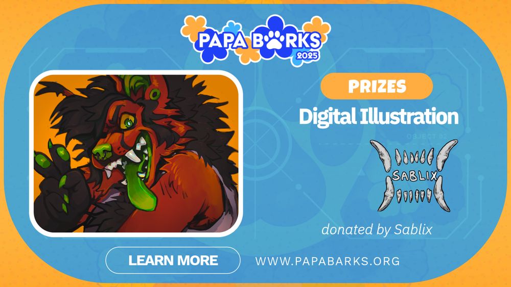 Papa Barks prize graphic: digital illustration donated by Sablix!