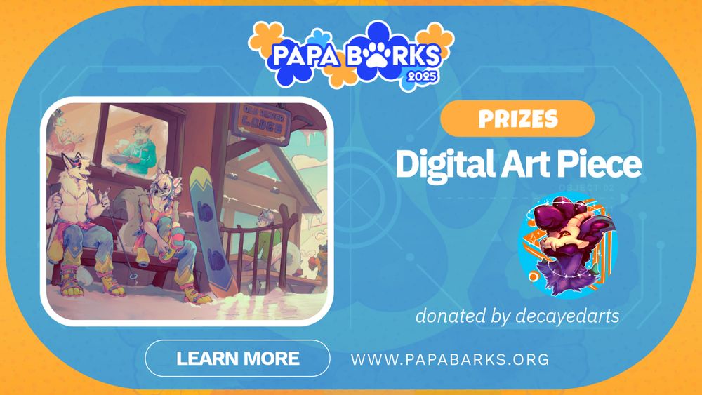 Papa Barks prize graphic: digital art piece donated by decayedarts