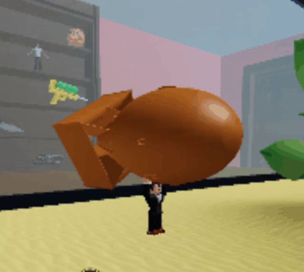 a man in a tuxedo is holding a large bomb over his head