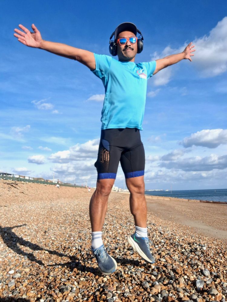 Selfie taken on Hove Beach just when I started to jump so looks like I've lifted off