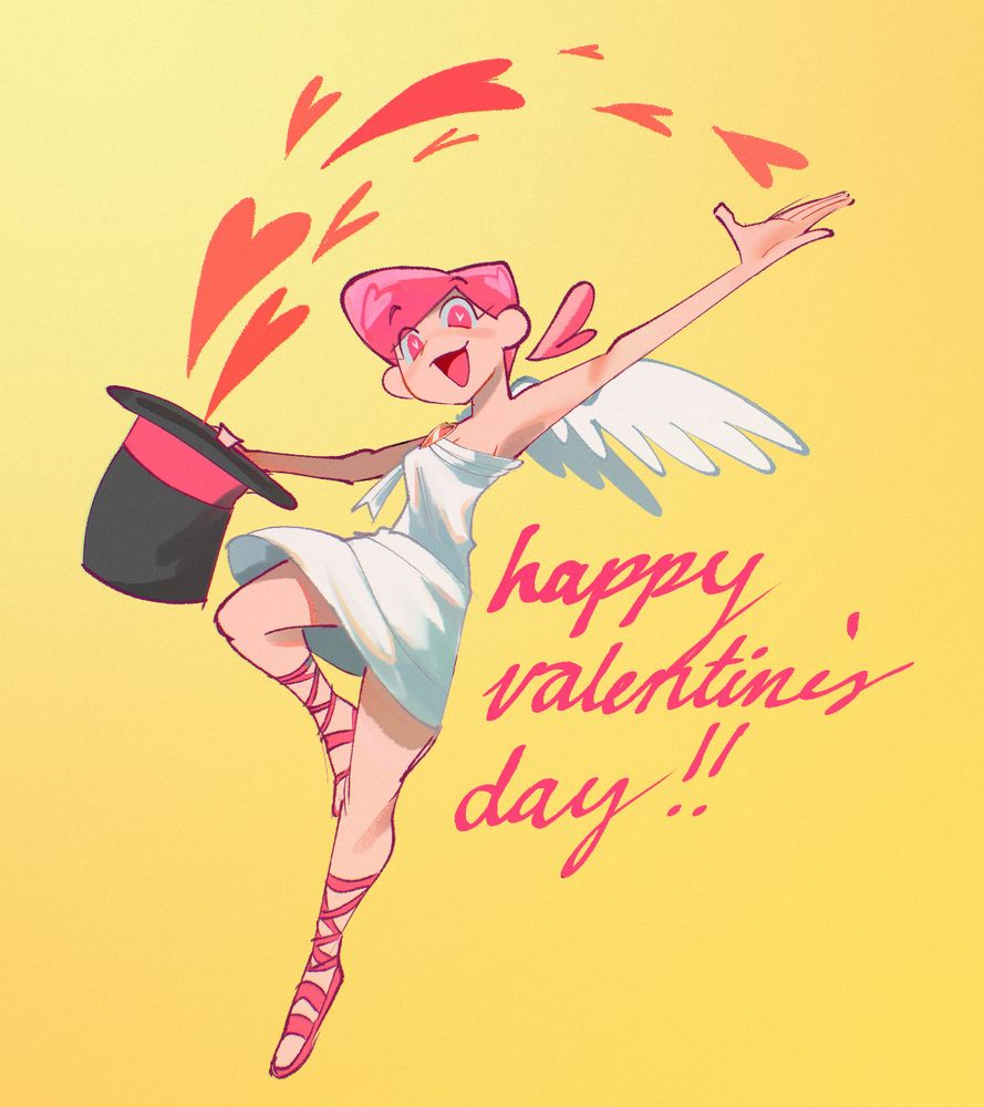 Illustration featuring my magician character from ABRACADIAMONDS dressed as a cupid, pulling hearts out of her hat.