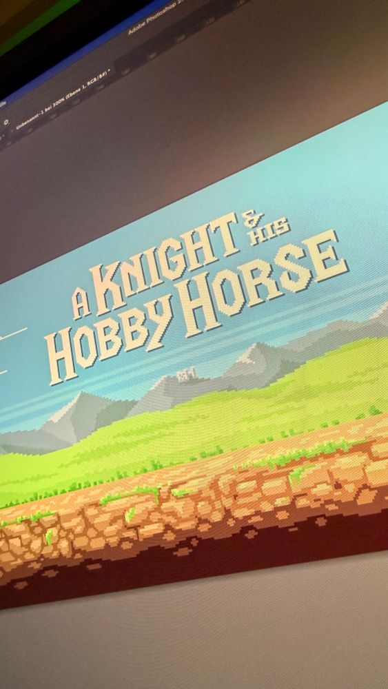 A Knight and his Hobby Horse pixel art title font.