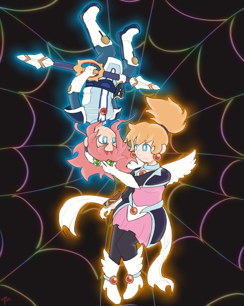 the same image as the first, but the character positions are flipped vertically so that Hunter appears upside down in relation to Corona instead.