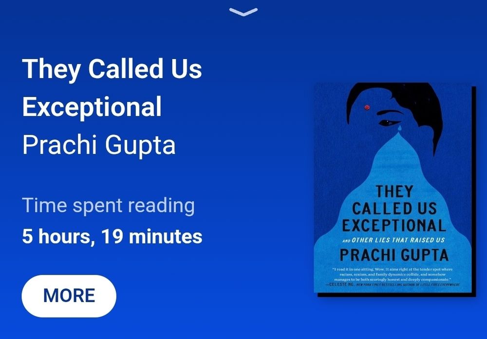 Screenshot of the book "They Called Us Exceptional" by Prachi Gupta from the Libby App. Info shows spent reading, which is 5 hours, 19 minutes. 