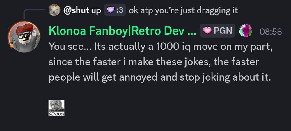 Fanboy saying "You see its actually a 1000 iq move in my part, since the faster i make these jokes, the faster people get annoyed and stop joking about it"