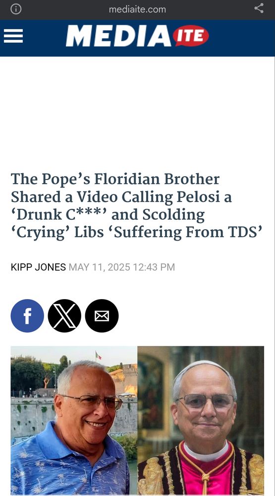 Heading:  The Pope's Floridian Brother Shared a Video Calling Pelosi a Drunk C**** and scolding Crying Libs Suffering from TDS.  Photo: The Pope on the right and his brother on the left.  