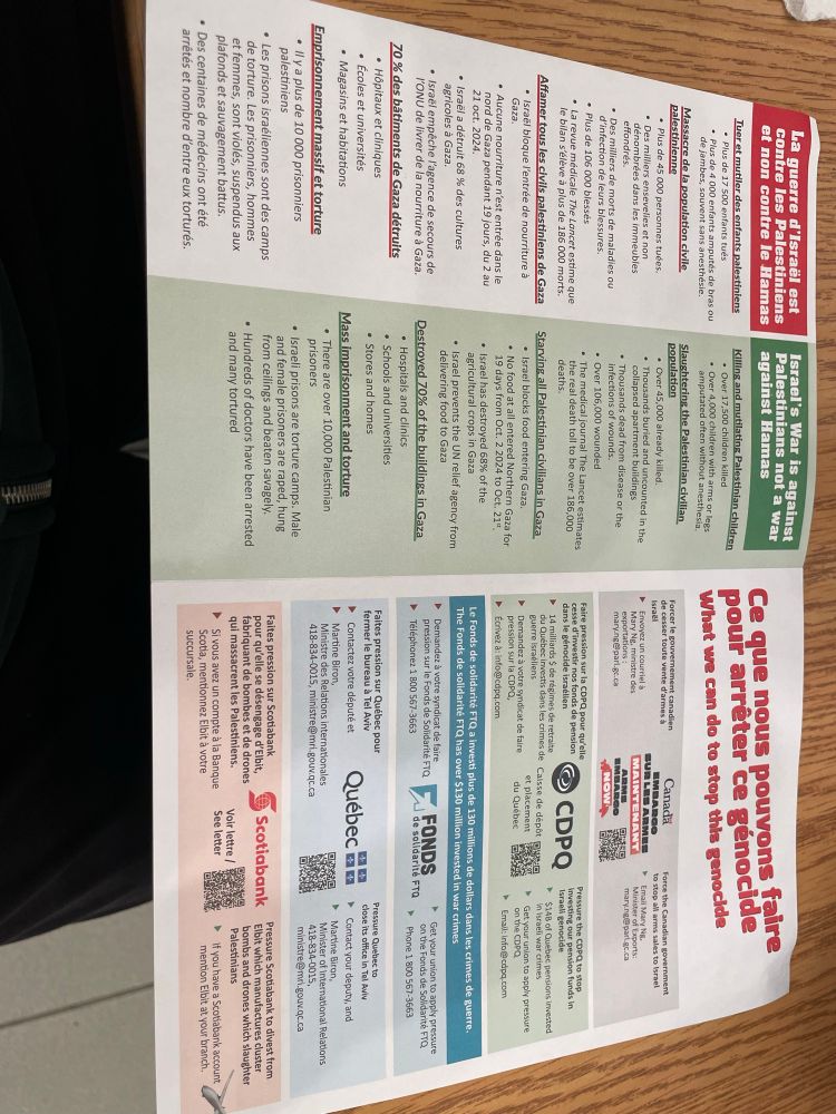 What action you can do if you are in Montreal in order to help the Palestinians 