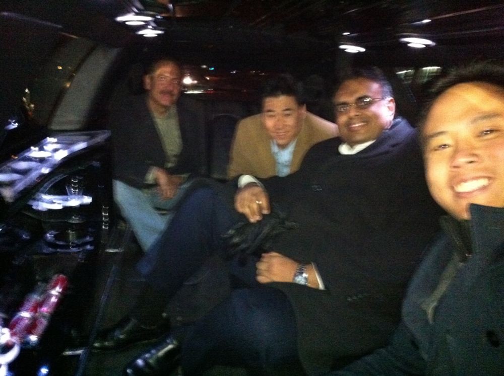 Eliot Siegel, Khan Siddiqui, Woojin Kim, and Bill in a limo on the way to dinner at RSNA