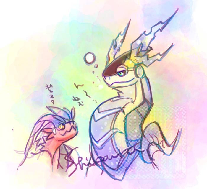 おねむなミライドンとアギャス？なコライドン
miraidon and koraidon pokemon fanart