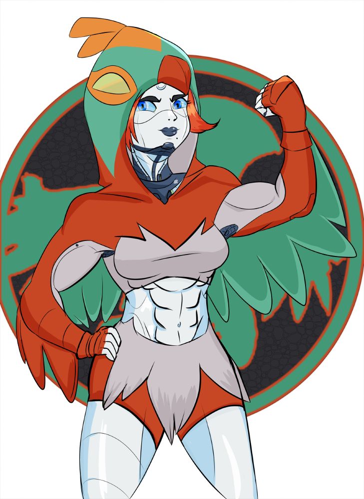 Ink dressed in a Hawlucha wrestling outfit