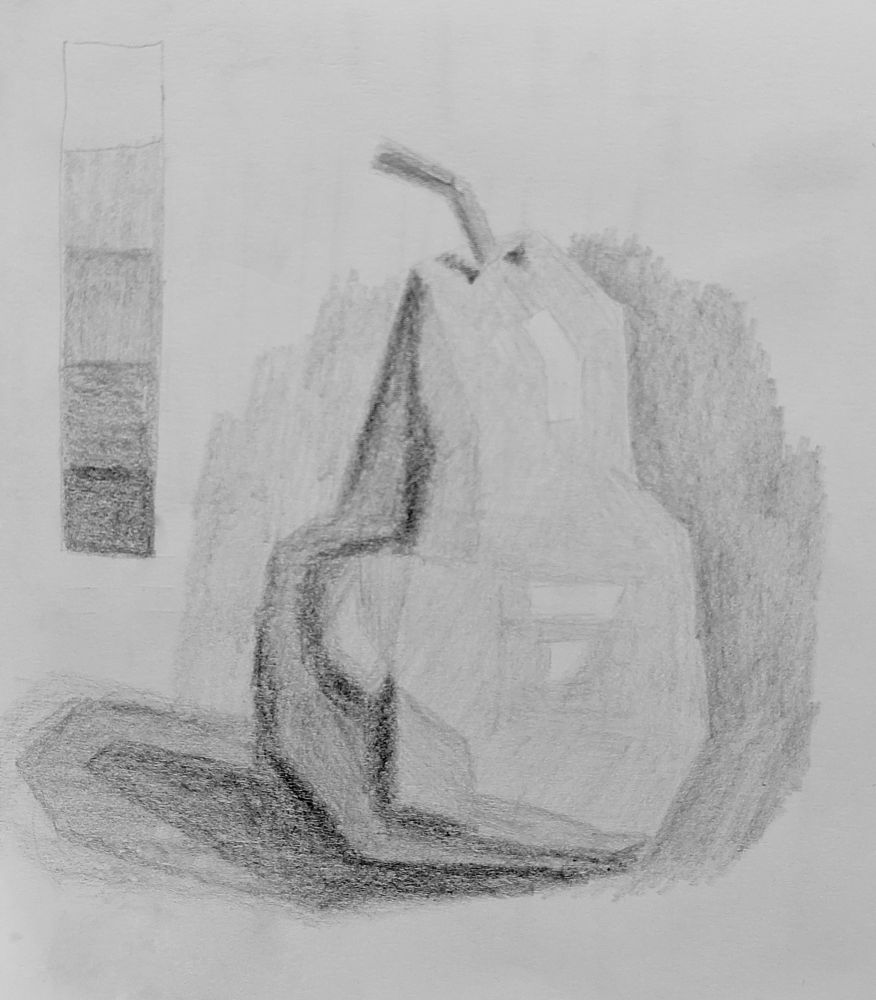 shitty pear, cheap pencil over cheap paper