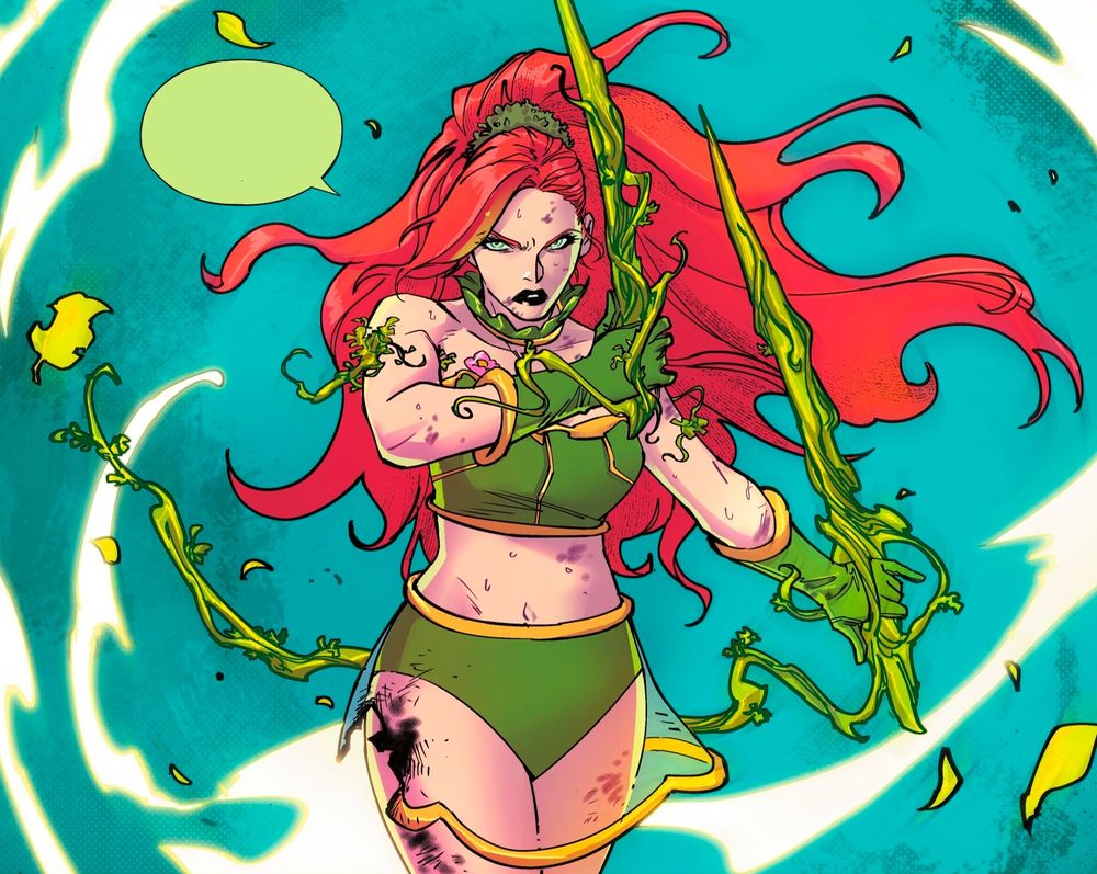Gotham City Sirens: Unfit for Orbit (2025-) #4
we see Ivy with looks like two swords, one for each hand, that are made of plants. Ivy's still wearing a night club fantasy outfit and not her regular leotard. She looks pissed off.