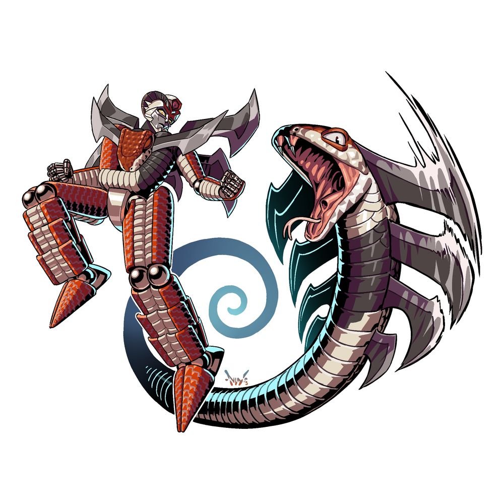 Azascale (bot form left, beast mode right).