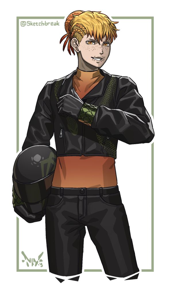 Loki with his helmet under his arm.