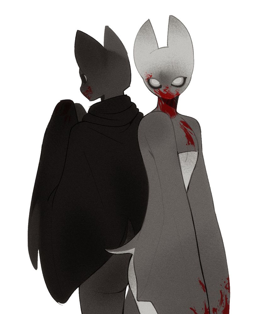 just two silly bats with butts, one is dark gray and other one is light gray