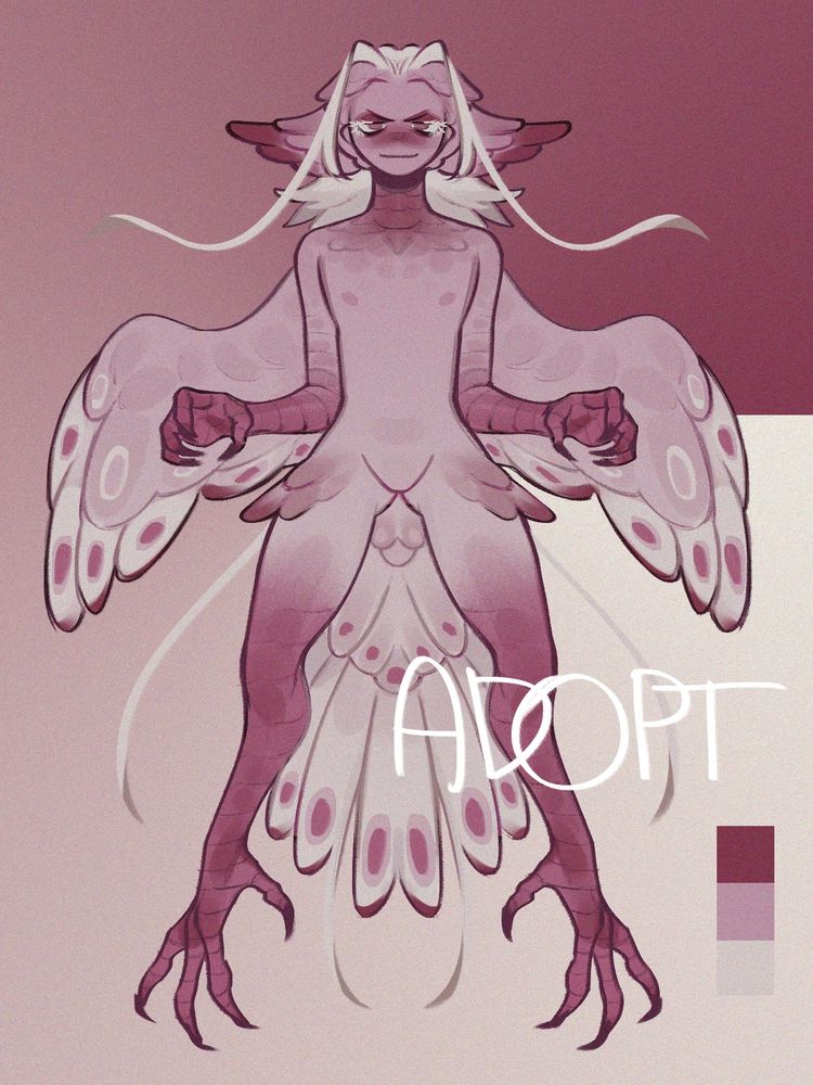 flamingo harpy

*all my adopts are nonbinary, i can do minor redraws as adding/removing bulge or breasts 