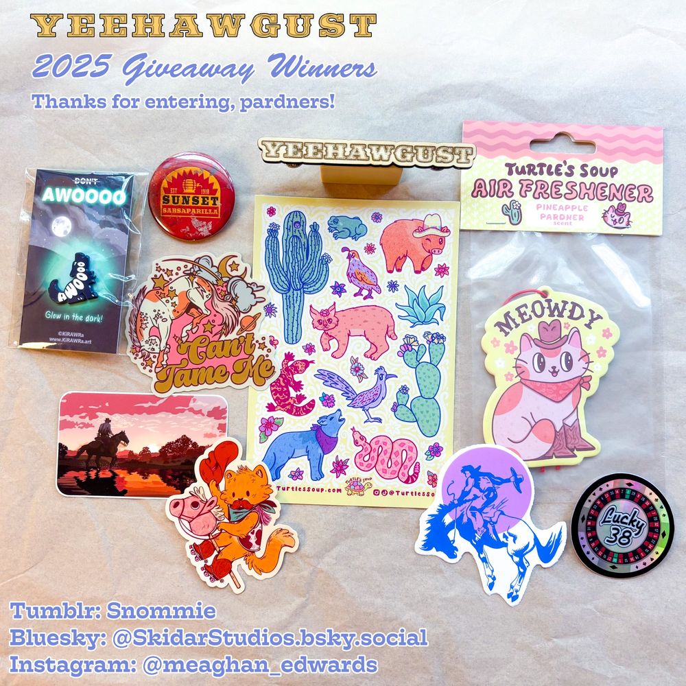 image of the giveaway prize pack featuring the names of this year's winners as listed in the post's text. 