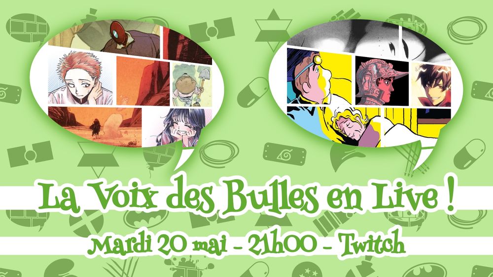 Annonce du live de la Voix des Bulles sur Twitch le 20 mai à 21h.