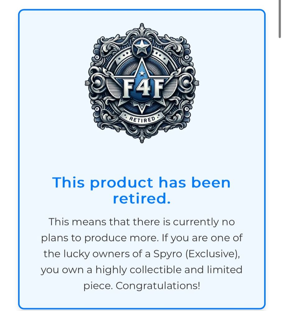 Screenshot from First4Figure's website utilizing Generative AI to create a badge image for a Retired Product.