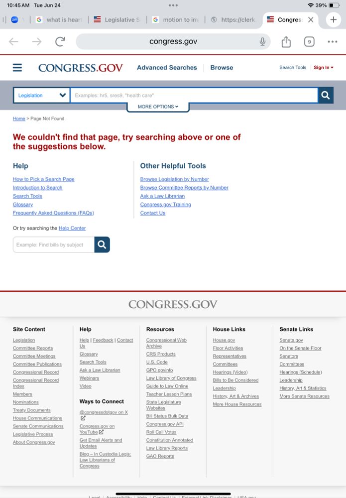 Screenshot of us gov website for result of HR 537 role count vote:

CONGRESS.GOV
Advanced Searches
Browsel
39% 8
E Congres: X
凸
...
Search Tools | Sign In

We couldn't find that page, try searching above or one of the suggestions below.