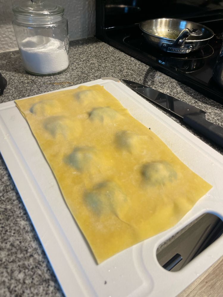 Eight uncut raviolis by nonna
