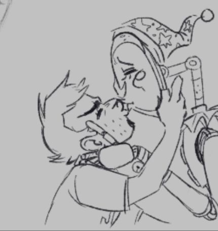 Dan from Dan VS. passionately kissing Moon from FNAF: Security Breach. They are both very bad at it.