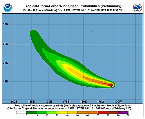 Tropical Storm Iona 34-Knot Wind Speed Probabilities
