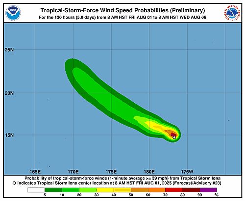 Tropical Storm Iona 34-Knot Wind Speed Probabilities