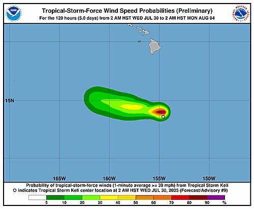 Tropical Storm Keli 34-Knot Wind Speed Probabilities