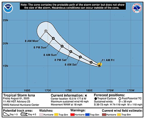 Tropical Depression Iona 5-Day Uncertainty Track Image
