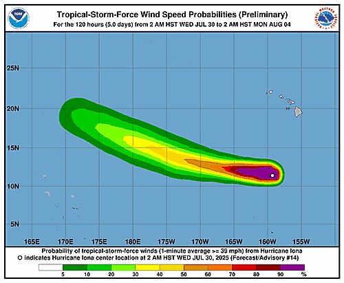 Hurricane Iona 34-Knot Wind Speed Probabilities
